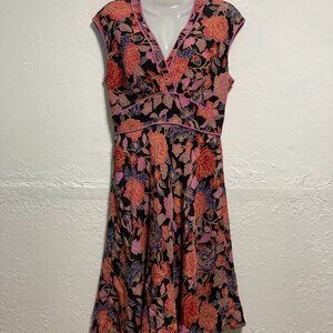 Philip DiCaprio Silk Midi Dress Y2K Floral High Waist Back Zip Fairy Multi Sz 6